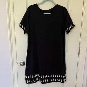 Black Dress with tan Tassel Trim